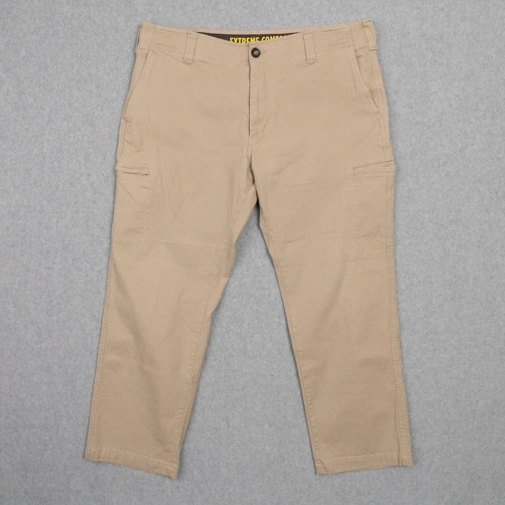 Lee Men's Extreme Comfort Straight Fit Cargo Pants Khaki Tan Size 38x30 Stretch - Picture 1 of 6